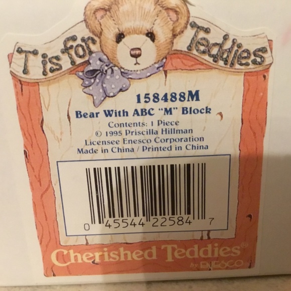 Cherished Teddies Bear with ABC “M” Block - Picture 7 of 8